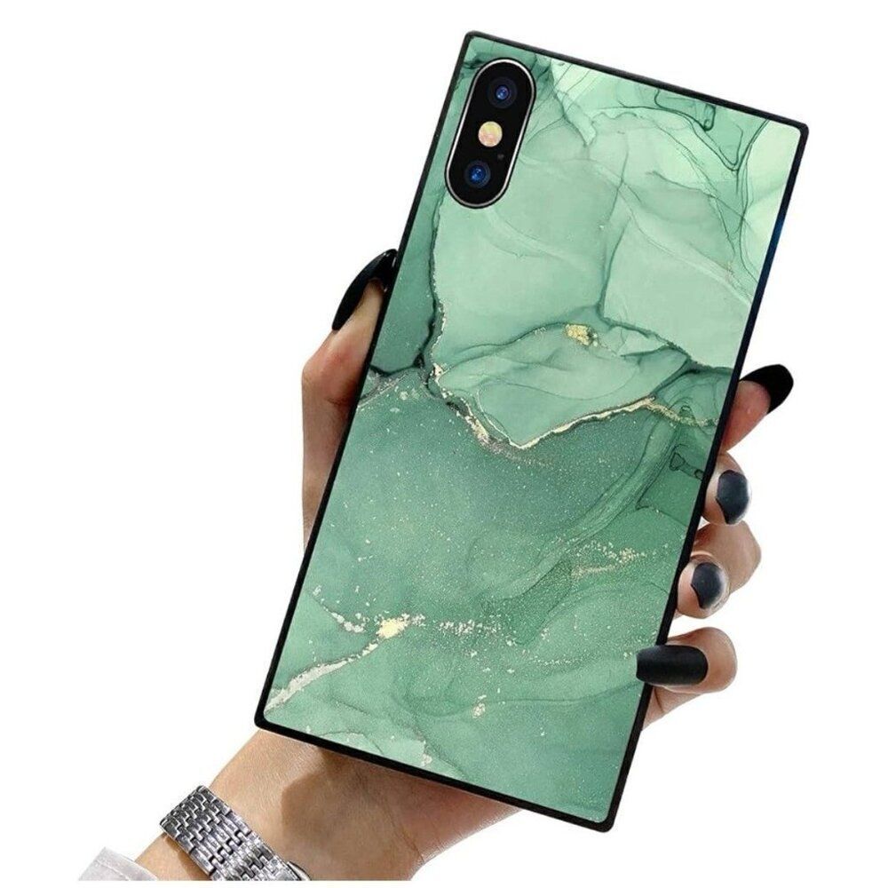 Compatible iPhone Xs Max Case Green Marble Fashion Pattern Hard